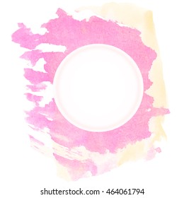 beautiful pink frame design with light yellow elements and white circle front canvas.