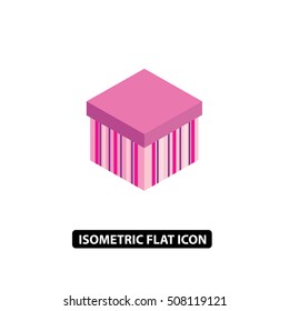 Beautiful pink gift package isometric icon. Birthday gift illustration.