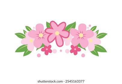 Beautiful Pink Girly Flower Floral Crown with Natural Nature Leaves