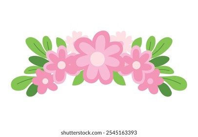 Beautiful Pink Girly Flower Floral Crown with Natural Nature Leaves