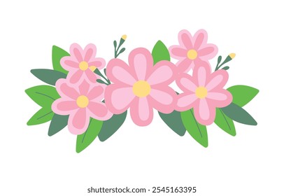 Beautiful Pink Girly Flower Floral Crown with Natural Nature Leaves