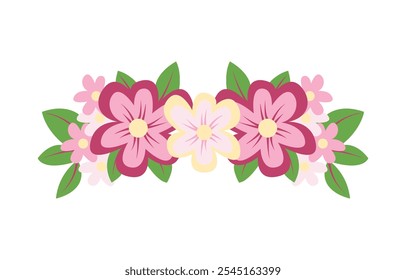 Beautiful Pink Girly Flower Floral Crown with Natural Nature Leaves