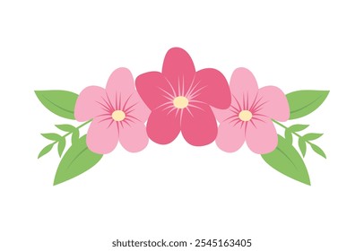 Beautiful Pink Girly Flower Floral Crown with Natural Nature Leaves