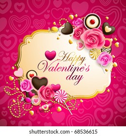 beautiful pink and golden valentine`s day background