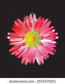 A beautiful pink and green flower design with symmetrical petals, ideal for creative and artistic projects