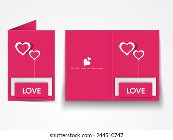 Beautiful pink greeting card design with creative heart shape and text Love for Happy Valentines Day celebration.