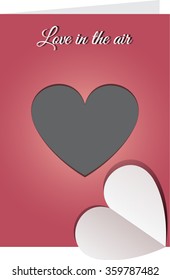 Beautiful pink greeting card design with paper cut out heart shape for Happy Valentines Day celebration. Love in the air text message