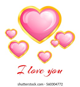 Beautiful pink heart in a gold frame