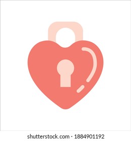 Hermoso icono plano de Padlock en el corazón rosado