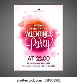 Beautiful pink hearts decorated invitation card designed for Valentine's Day Celebration.