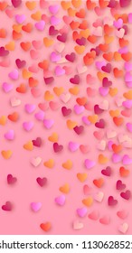  Beautiful  Pink Hearts Falling on Pink Background. Illustration with Pink Hearts for your Design.
    Wedding Background for Greeting Card, Invitation or Banner.
 Vector illustration