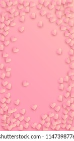  Beautiful  Pink Hearts Falling on Pink Background. Illustration with Pink Hearts for your Design.
    Wedding Background for Greeting Card, Invitation or Banner.
 Vector illustration