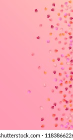  Beautiful  Pink Hearts Falling on Pink Background. Illustration with Pink Hearts for your Design.
    Wedding Background for Greeting Card, Invitation or Banner.
 Vector illustration