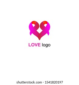 beautiful pink heart-shaped love logo