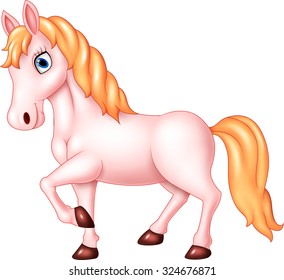 Beautiful pink horse. isolated on white background 
