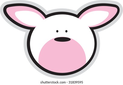 a beautiful pink illustrated cat with big face and ears.
