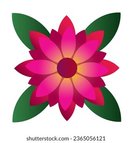 Beautiful Pink lotus flower With green leaves illustration vector art  - Shutterstock ID 2365056121