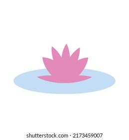
beautiful pink lotus flower, water lily flowers, icon illustration, isolated on white background