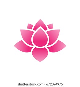 beautiful pink lotus vector, water lily flowers icon illustration