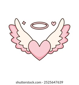 Beautiful Pink Love Heart Guardian Angel Wings Flying in Heaven Sky