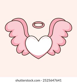 Beautiful Pink Love Heart Guardian Angel Wings Flying in Heaven Sky