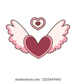 Beautiful Pink Love Heart Guardian Angel Wings Flying in Heaven Sky