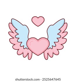 Beautiful Pink Love Heart Guardian Angel Wings Flying in Heaven Sky