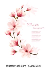 Beautiful pink magnolia background. Vector.