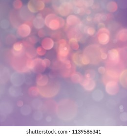 Beautiful pink and orange magic glitter lights bokeh background with vignette. EPS 10