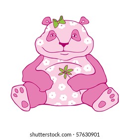 beautiful pink panda. Vector illustration