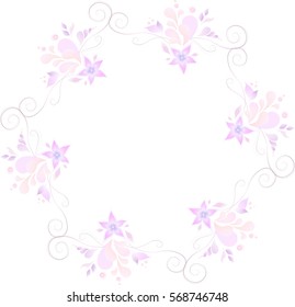 Beautiful pink and purple circular pattern with floral motifs for your design