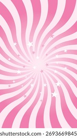 Beautiful pink rays starburst background with stars