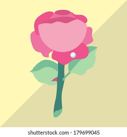 beautiful pink rose in flat design
