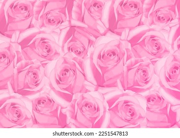 Beautiful pink rose flowers background. Blossoming delicate roses on blooming flowers festive background, pastel and soft bouquet floral card, vector illustration watercolor floral banner template 