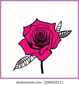 Eine schöne rosa Rose, Vektorkunst. Dies ist eine bearbeitbare, qualitativ hochwertige EPS-Datei.
