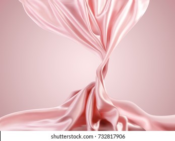 Beautiful pink satin, soft cloth textile design element in 3d illustration