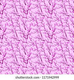 Beautiful pink seamless pattern with flowering sakura branches
