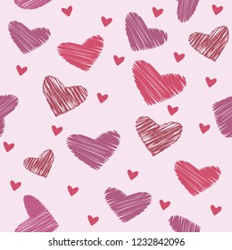 Beautiful pink seamless vector pattern on light pink background