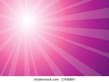 beautiful pink sunburst, vector abstract background