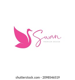 beautiful pink swan goose logo symbol icon vector graphic design illustration idea creative 