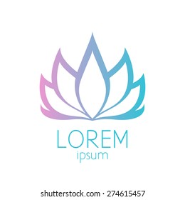 Beautiful pink and turquoise lotus flower logo template sign. Good for spa, yoga and medicine designs.