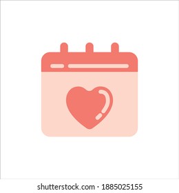 Beautiful Pink Valentine's calendar, flat icon