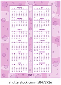 Beautiful pink vector calendar for 2011