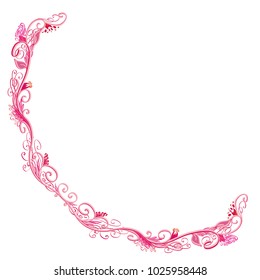 Beautiful pink vector floral frame or border isolated on white