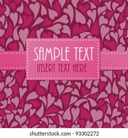 Beautiful pink vector invitation card with hearts