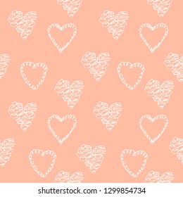 beautiful pink vector seamless pattern. repeating design with hand drawn hearts. great for valentine's day decoration, gift cards, wrapping paper for presents package