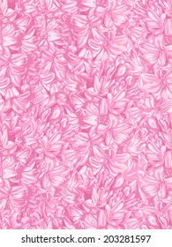 Beautiful pink vertical seamless background with hyacinth. Hand-drawn with effect of drawing in watercolor