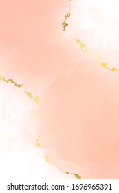 Beautiful pink water-colour background, great design for any purposes. Invitation ,Greeting card template. Vector gold glitter background texture.