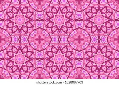 Beautiful pink web background with abstract eastern seamless tile pattern