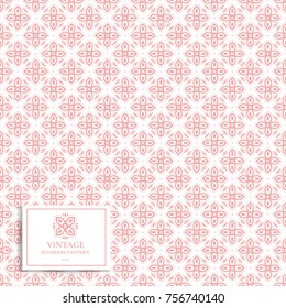Beautiful pink and white seamless pattern. Vintage. Great for fabric and textile, wallpaper, packaging or any desired idea.